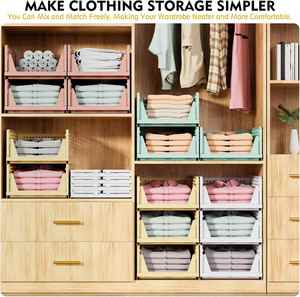 Stackable Closet Organizer <b>Box</b>, Multifunctional Foldable Closet Basket for Bathroom <b>Kitchen</b> <b>Storage</b>, Space-Saving - Product Image 3