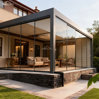 Pergola motorisée intelligente 4x6m en aluminium thermolaqué, toit à lames orientables, étanche, résistante au vent, système de commande à distance LED, pour jardin