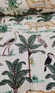 Ấm cúng thoải mái & nghệ thuật kết hợp handmade trắng cotton Rừng in kantha chăn Bohemian trang trí nhà số lượng lớn sản phẩm - Product Image 3