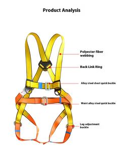 <span class=keywords><strong>Harness</strong></span> Keselamatan Poliester Kekuatan Tinggi untuk Konstruksi Industri, 5 Titik, Tali Penyelamat, Panjat Tebing, D-Ring Baja Tahan Karat, 200kg - Product Image 2