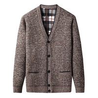 Pull pour homme de haute qualité en gros, col en V, manches longues, cardigan à boutons, tricot épais pour l'automne et l'hiver