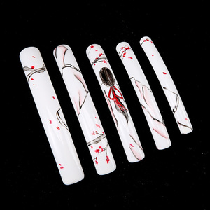Ongles artificiels extra longs XXXL carrés transparents, couvrance totale, droits, sans courbe en C, 12 tailles - Product Image 3