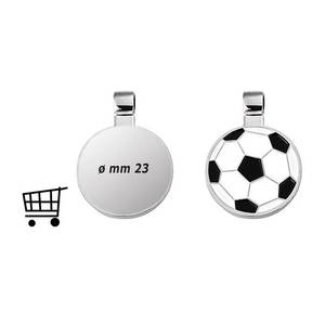 Ciondolo rotondo a forma di pallone da calcio placcato in argento da 23 mm per la creazione di gioielli - Product Image 1