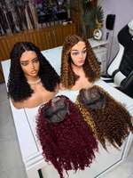 Perruque frontale en dentelle HD bouclée Pixie marron, cheveux indiens bruts 100% alignés, perruque sans colle en dentelle HD, perruques sans colle en cheveux humains, dentelle frontale