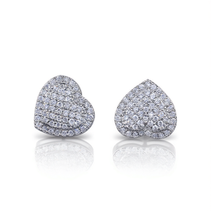 Boucles d'oreilles en or blanc avec diamants taillés en forme de cœur pour femmes, style romantique de mariage, couleur G, bijoux en diamants naturels - Product Image 1
