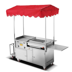 Remorque de restauration mobile en acier inoxydable avec <span class=keywords><strong>friteuse</strong></span>, plancha à gaz, pour petit-déjeuner, hamburgers et hot-dogs - Product Image 1