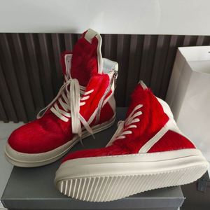 รองเท้าผ้าใบดีไซน์หรู Owens รุ่นยูนิเซ็กส์ ปี 2026 สีแดง สายรัดหนัง พื้นหนา สไตล์ลำลอง รุ่น Rickks สำหรับฤดูใบไม้ร่วง ฤดูหนาว และฤดูร้อน - Product Image 1