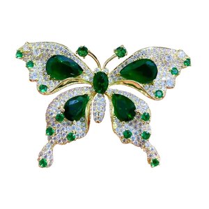 Broche Borboleta Esmeralda de Indústria Pesada Europeia, Versátil e Exquisito, Broche de Inseto Animal para Casaco e Cardigan - Product Image 6