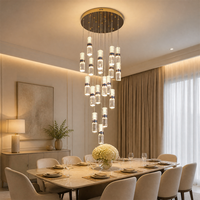Lustre en verre grainé Zeal Lighting, luminaire suspendu en cascade LED pour salle à manger, salon, hôtel, vente en gros