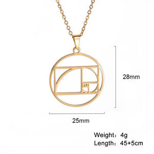 Collares de Acero Inoxidable con el Cubo de Metatrón, Espiral de <span class=keywords><strong>Fibonacci</strong></span>, Círculo, Triángulo, Proporción Áurea, Geometría, Joyería - Product Image 6