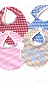 Set di abbigliamento per neonati con ricamo personalizzato panno per rutti bianco Ric Rac rifinito Set di abbigliamento per neonati regalo per neonati con monogramma per 2025 - Product Image 2