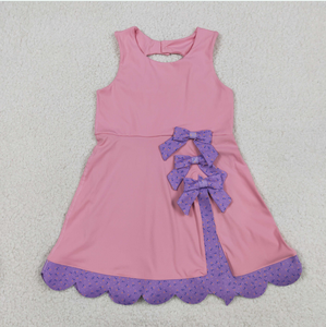 Sibling Baby Girls Sleeveless Bows Shorts Scallop Knee Length Dresses - Product Image 6