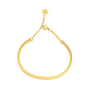 C Shaped <b>Bracelet</b> Stainless Steel 18K Gold Plated Heart Pendant Unisex <b>Couple</b> Jewelry Gift - Product Image 5