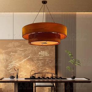 Lustre rond de style chinois E27 couleur chocolat pour restaurant, salon de thé, hôtel, luminaire pour espace privé - Product Image 3
