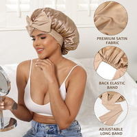 5 pièces/boîte cadeau, logos personnalisés, bonnet en satin élégant pour femmes avec bande à nouer pour dormir, bonnets pour cheveux bouclés, tresses