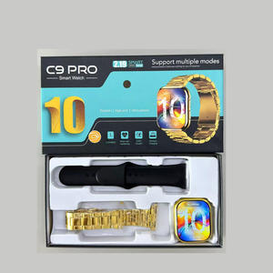 Montre connectée C9 Pro <span class=keywords><strong>S10</strong></span> Gold à <span class=keywords><strong>double</strong></span> bracelet, série 10, écran HD 2,19 pouces, appels Bluetooth, chargement sans fil, idéale pour le sport – Prix bas - Product Image 1
