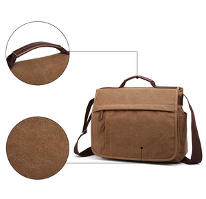 Sac à bandoulière vintage en toile pour homme, sacoche d'affaires pour ordinateur, grande capacité, convient aux ordinateurs portables de 15,6 pouces - Product Image 5