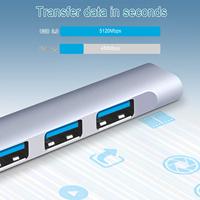 Hub USB SYONG 4 ports, répartiteur de ports USB, extenseur de ports USB, hub USB 3.0, clé USB multiport pour ordinateur portable de bureau PC Dell HP en alliage d'aluminium