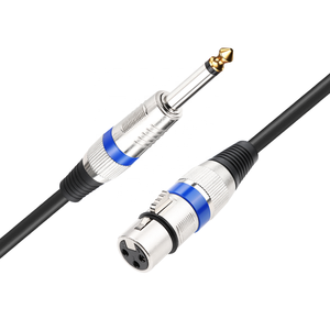 Câble coaxial tressé de 1 m (3,3 pi) pour microphone dynamique, <span class=keywords><strong>XLR</strong></span> mâle vers <span class=keywords><strong>jack</strong></span> stéréo TS <span class=keywords><strong>femelle</strong></span> 6,35 mm, avec gaine en PVC, pour HDTV et haut-parleurs - Product Image 1