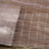 Tissu en maille crochetée rayée HAPPEAK, tissu en tulle transparent et bouffant pour robe femme