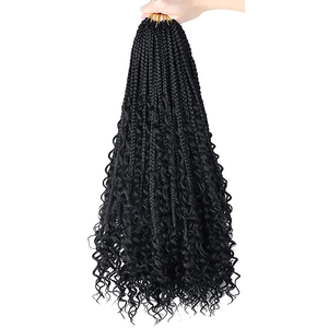 <span class=keywords><strong>Extension</strong></span> per Capelli Sintetici a Treccine Box Braids Marrone Ombré <span class=keywords><strong>con</strong></span> Punte Ricce, Fibra Resistente al Calore, Stile Messy Box Braids - Product Image 3