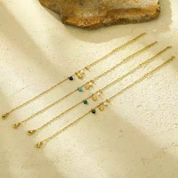 Collier et Bracelet Personnalisés en Acier Inoxydable Plaqué Or avec Perles et Pierres Précieuses, Design Élégant, Vente en Gros, Bijoux pour Femme, Accessoire Cadeau