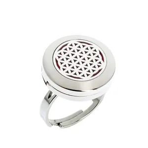 Stainless Steel Ring Adjustable Finger Rings For Women Jewelry Making 20mm Essential Oil Diffuser Locket DIY Gift Perfume Men