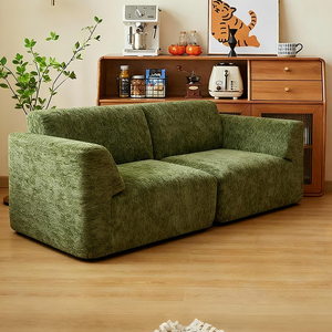 Cream Style Fabric Compression Vacuum <strong>Sofa</strong> Modern Straight Double Seater Tofu Block Pure <strong>Sponge</strong> <strong>Sofa</strong> <strong>for</strong> Living Room Hotel Villa - Product Image 2