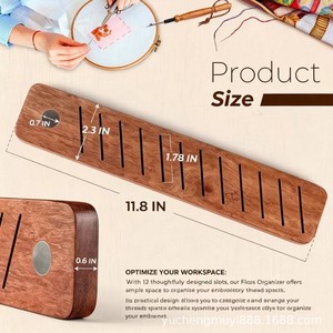 Organizador de Hilos de Bordado de Madera con Base Ovalada, Porta Agujas Portátil con Almacenamiento Magnético para Costura - Product Image 3