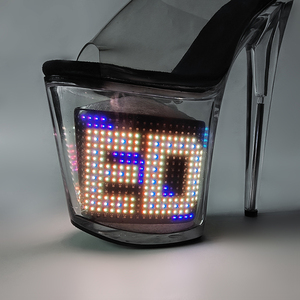 Sandales à plateforme lumineuses LED à distance, sexy, transparentes, ultra-hautes (20 cm), pour femmes, chaussures de pole dance - Product Image 2