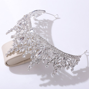 Commercio all'ingrosso nuovo design corona di foglie di cristallo <span class=keywords><strong>5</strong></span> colori strass da sposa corona diadema - Product Image 6
