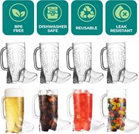 Vente en gros de tasses en plastique en forme de bottes de cowboy, de haute qualité, avec logo personnalisé, 17 oz, mug à bière en forme de botte de cowboy avec poignée