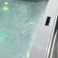 Baignoire autoportante en acrylique pour 2 personnes, 1,9 m, 39 jets au total, rideau d'eau, bain profond, thermostatique pour hôtel familial
