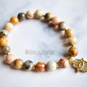 WMB44243 agata polso <span class=keywords><strong>Mala</strong></span> perline Crazy Lace Agate bracciale a forma di mano gioielli Yoga gioielli spirituali braccialetto Boho - Product Image 1
