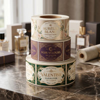 Rouleaux d'autocollants de parfum de luxe personnalisés, étiquettes adhésives, motifs personnalisés imprimés, emballage de flacons cosmétiques haut de gamme, autocollants de logo