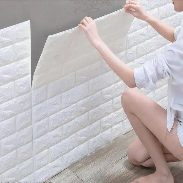 Peel and Stick 3D Wall Panels for Interior Wall Decor, White Brick Wallpaper