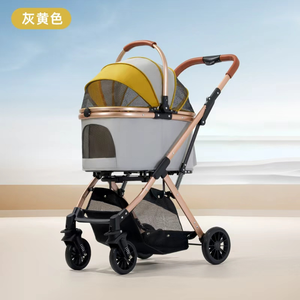 Poussette pour animaux de compagnie rose argentée avec 4 roues, panier en maille respirante pour petits animaux, utilisable toute l'année - Product Image 3