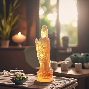 Zen patung emas Guanyin Bodhisattva, dekorasi penyembuhan Kristal postur luntur lembut tertutup untuk Yoga Buddha - Product Image 5