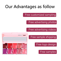 Palette de gloss à lèvres multi-usages 10 couleurs avec miroir et pinceau, blush crémeux, fard à paupières, maquillage pour les lèvres imperméable et longue tenue
