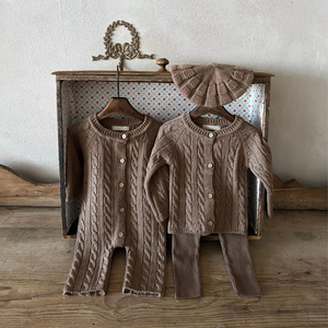 Ropa de alta calidad de algodón puro tejido suéter recién <span class=keywords><strong>nacido</strong></span> largo bebé invierno mono - Product Image 4