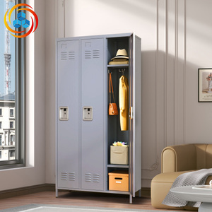 Casiers métalliques modulaires à 3 portes de 72 pouces de hauteur avec serrure pour employés, armoire de rangement en acier pour salle de sport, bureau, école, garage, gris - Product Image 5