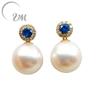 UM Jewelry 18K Solid Gold Stud <b>Earrings</b> Wholesale Freshwater <b>Pearl</b> <b>Diamond</b> Unisex/Men/Women Wedding Anniversary Party Gift - Product Image 1