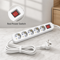 Rallonge électrique industrielle standard européenne à 5 prises, prise EU, 2 mètres, durable, IP20, 16A/10A, 250V/220V/110V