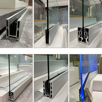 14mm 16mm18mm 20mm Clôture de piscine en verre sans cadre Système de garde-corps en aluminium Balustrade mains courantes avec LED