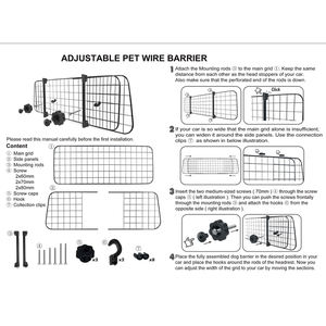 कुत्ते कार एसयूवी के लिए बाधा, वैन, वाहनों-समायोज्य बड़े पालतू एसयूवी बाधाओं यूनिवर्सल-फिट, भारी शुल्क तार जाल कुत्ते कार गार्ड - Product Image 5