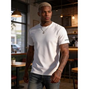 เสื้อยืดคอกลมแขนสั้นผู้ชาย FOXA ผ้าริบ 100% คอตตอน ระบายอากาศได้ดี - Product Image 3