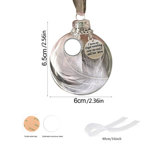 RubySub corazón moderno bola conmemorativa adorno <span class=keywords><strong>de</strong></span> <span class=keywords><strong>Navidad</strong></span> colgante <span class=keywords><strong>de</strong></span> plumas transparentes para decoraciones fábrica al por mayor - Product Image 3