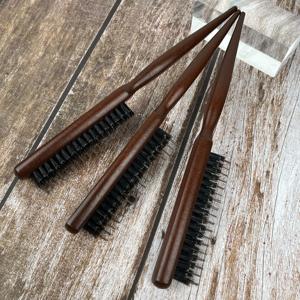 Brosse <span class=keywords><strong>à</strong></span> cheveux démêlante professionnelle <span class=keywords><strong>à</strong></span> 3 rangées avec manche en bois et queue pointue, peigne de coiffure de salon <span class=keywords><strong>à</strong></span> poils en nylon - Product Image 5
