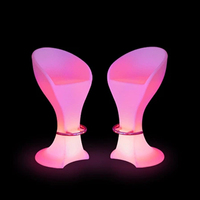 Chaise de bar à LED avec éclairage 55 cm, sans fil, télécommande, étanche, pour salon de manucure, spa, 8-12h d'autonomie
