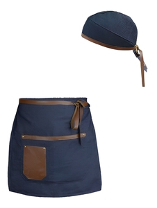 Vintage Style Canvas <b>Apron</b> With <b>Leather</b> Strap And Pockets For Restaurant Bar Use Unisex - Product Image 5